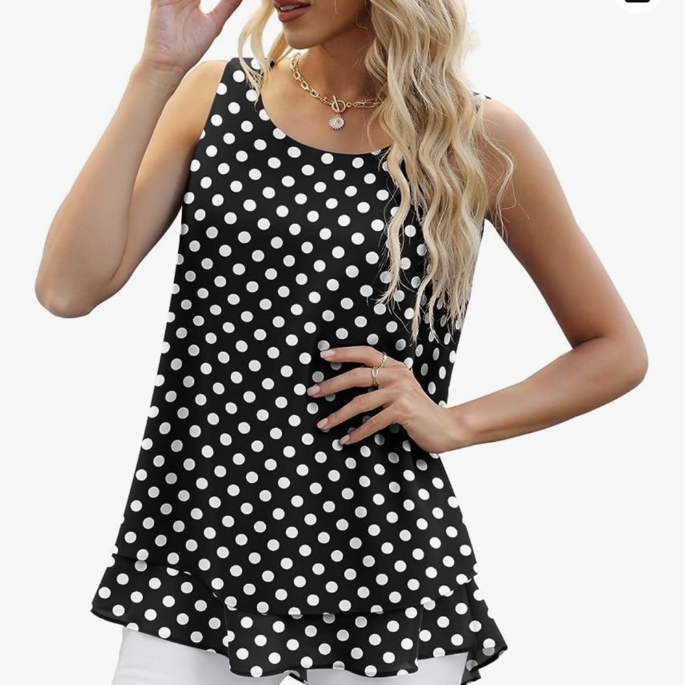 Sleeveless Chiffon Tank Top Double Layers Casual Blouse Tunic size 3X NWT